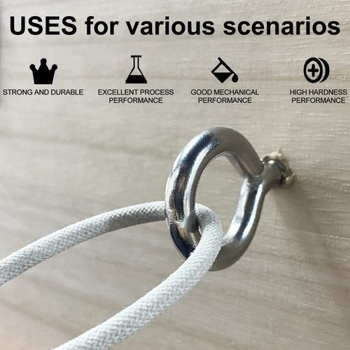 ZUSFUL 6 Pcs M6 304 Stainless Steel Screw Eye Hooks, 2-1/2 Inches Eyes Screw Hooks,Heavy Duty Screw Eye Bolt,Load Bearing 200LB,Indoor & Outdoor Use