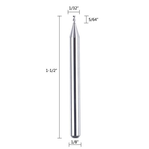 SpeTool 1/32 inch Cutting Diameter Carbide End Mill for Aluminum CNC Router Bits Set 5Pcs/Pack 1/8 inch Shank Size