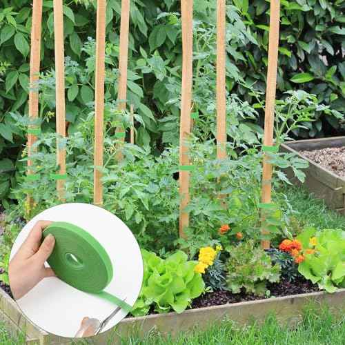 6 Rolls 196 Ft Green Plant Tape for Climbing Plants, 1/2 Inch Reusable Plant Stretch Ties, Adjustable Tomato Plant Supports, Plant Twist Ties for Gardening, Home, Office