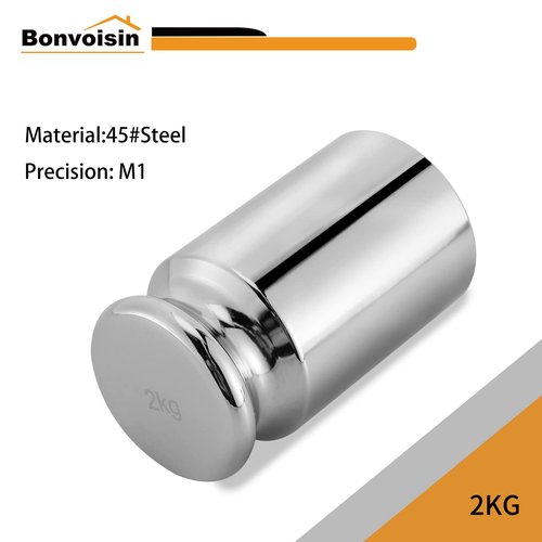 Bonvoisin 2KG Calibration Weight for Digital Scale, Class M1, Carbon Steel, Chrome Finish (2000g)