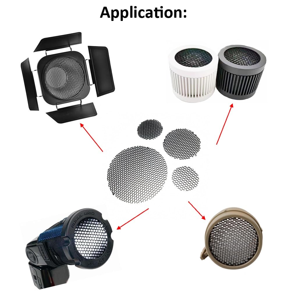 5PCS Black Aluminum Honeycomb Light Covers - 95% Transmittance Anti-Glare Mesh Shade for LED Lighting Applications(85mm)