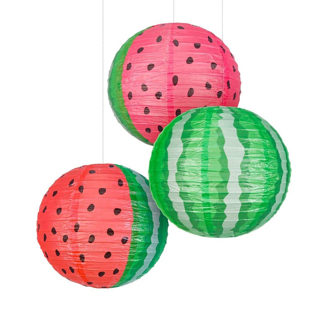 Hsqqdc 6pcs Watermelon Paper Lanterns Fruit Theme Lanterns Summer Hanging Lanterns for Wedding Birthday Showers Home Event Decor