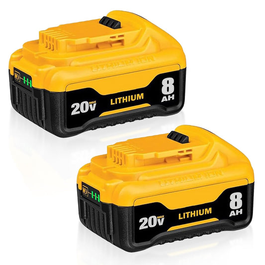 DCB200 8.0Ah Replacement for dewalt 20v max Battery Lithium-ion Batteries DCB200 DCB201 DCB203 DCB204 DCB206 DCB180 DCD/DCF/DCG Series Cordless Tools with LED Indicator 2Packs