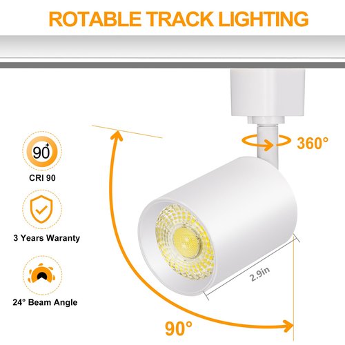 VANoopee 10W Dimmable LED Track Lighting Heads H Type Track Light Replacement Fixtures Bright 3000K Warm White Ceiling Spotlight for Accent Task Art, Flicker Free CRI90+ 24° 800lm White, Pack of 8