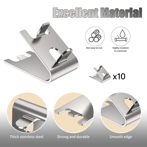 Refrigerator Shelf Clips, HOSRNOVO 10PCS Heavy Duty Stainless Steel 920158 Freezer Shelf Clips for Cooler Shelf Support (Sliver)