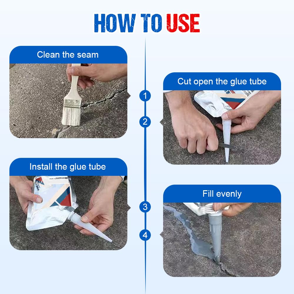 Heavy-Duty Concrete Crack Repair Adhesive – Quick-Drying Waterproof Sealer for Outdoor Concrete, Home Repairs, and Renovations (Grey, 200G)