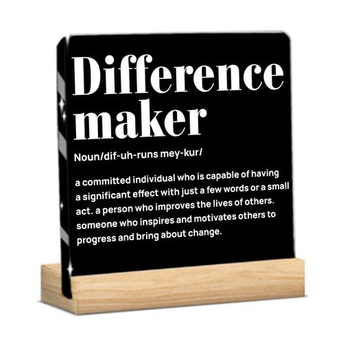 Thank You Gifts for Women Men Friends Acrylic Sign, Inspirational Gifts for Coworker Motivational Quote Clear Sign Difference Maker Definition Desk Decor, Home Office Desk Decor
