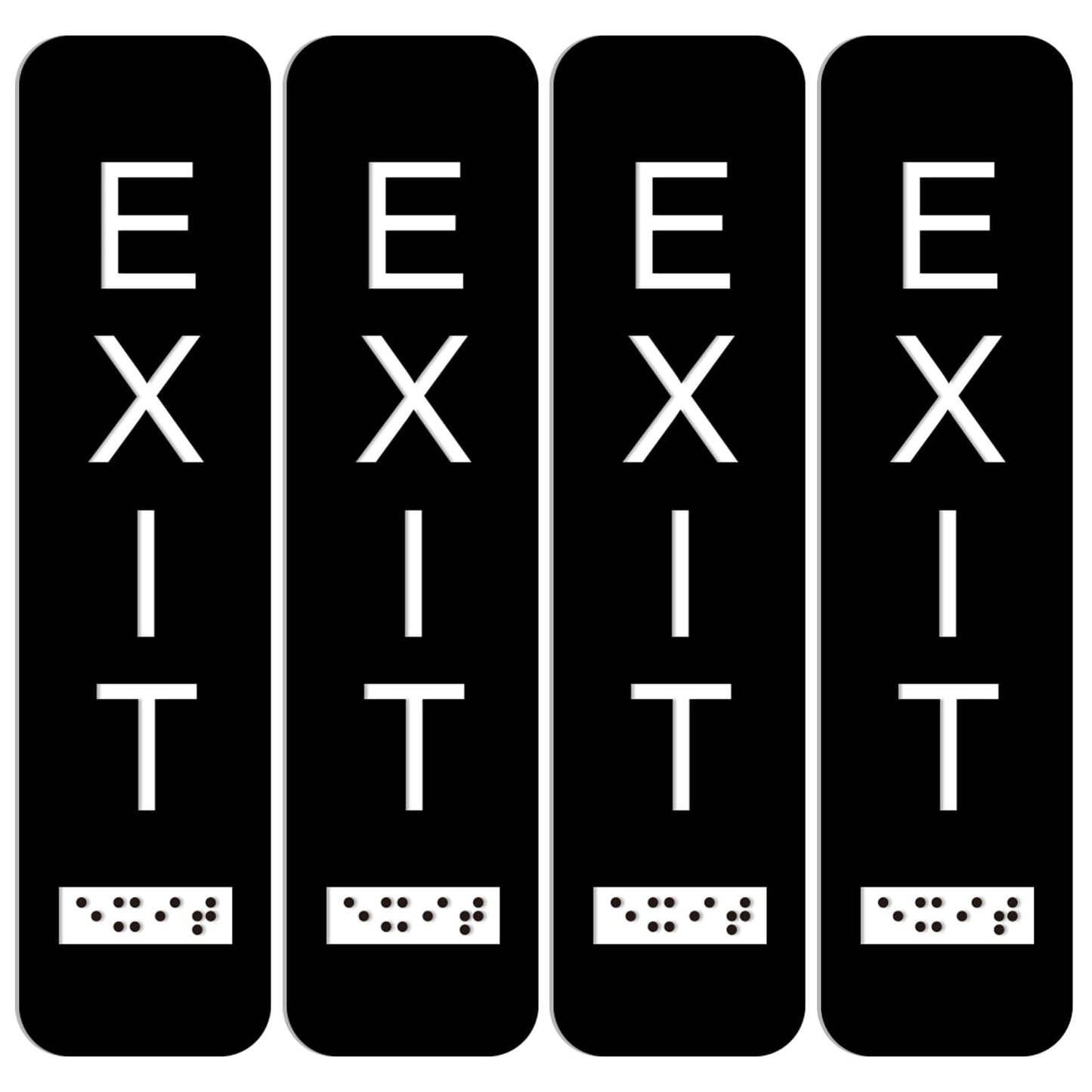 Tandefio 4 Pcs Vertical Exit Sign with Braille 8x2 Inch Exit Signs for Business Ada-compliant Braille and Raised Letters Ada Exit Sign with Adhesive Mounting Strips for Indoor Outdoor