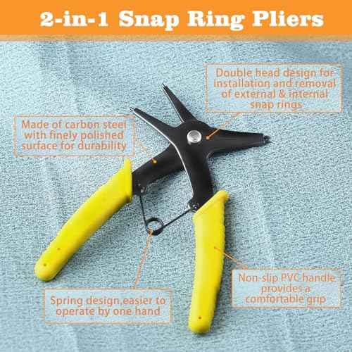 2 in 1 Snap Ring Pliers - Internal & External Circlip Pliers for 10-40mm Snap Rings