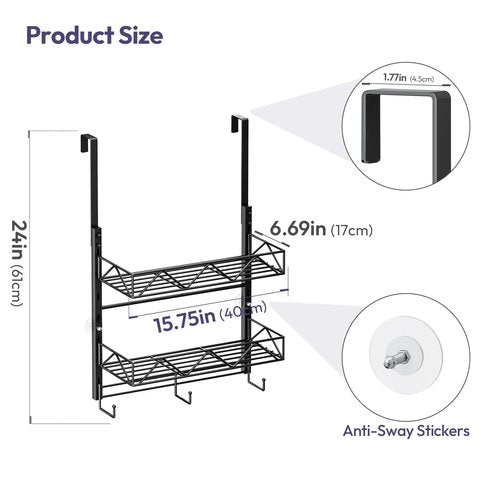 SWTYMIKI Over Door Hat Organizer - 3 Tier Wall Mounted Hat Rack with 2 Adjustable Metal Basket and 3 Hooks, Hanging Baseball Cap Organizer Storage Holds up to 29 Caps for Door, Bedroom, Closet