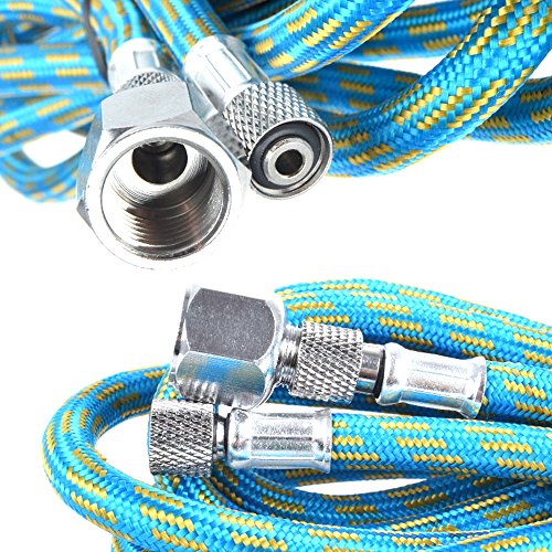 Pinkiou Airbrush Hose 6 Feet Nylon Braided Air brush Hose with Standard 1/8" Size Fitting and a 1/4" Size Fitting for Connect Airbrush Painting Tools and Compressor