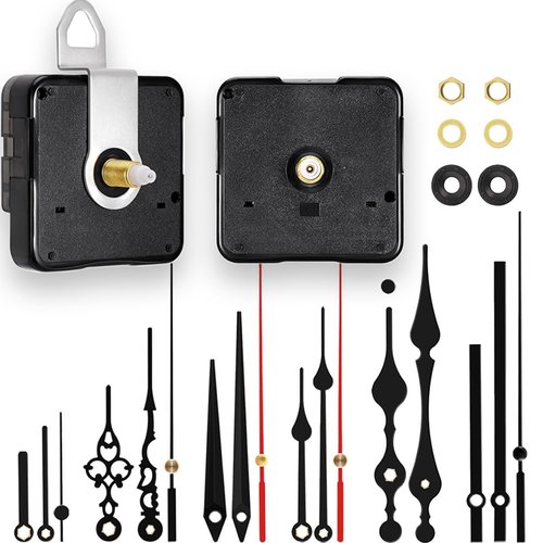 StFlyBro 2 Non Ticking Clock Movements with 6 Pack Different Size Clock Hands, DIY Repair Parts Replacement, Battery Operated