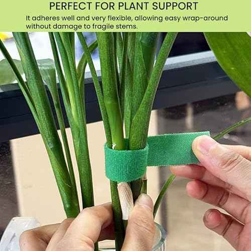 Reusable Plant Ties Hook and Loop Soft Garden Tape Roll Gentle Plant Supporting Ties Double Sided Self Gripping Adjustable Garden Staking Straps for Climbing Plants and Vines (1/2 Inch x 82 ft, Green)