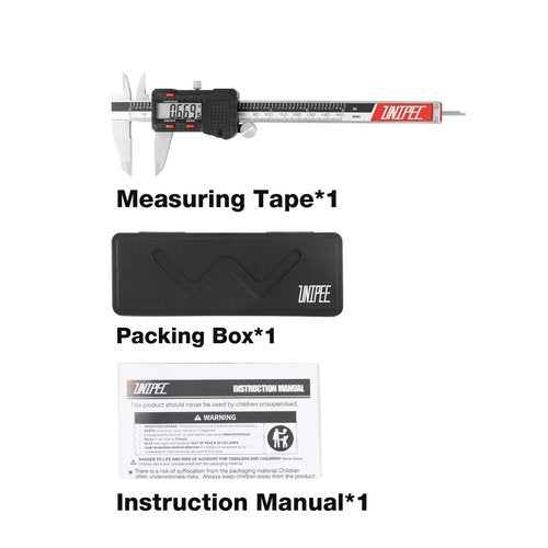 UNIPEC Digital Caliper Measuring Tool, Micrometer Caliper,Stainless Steel Vernier Caliper with Large LCD Screen,Easy Switch, 6 inch,Inch and Millimeter Conversion