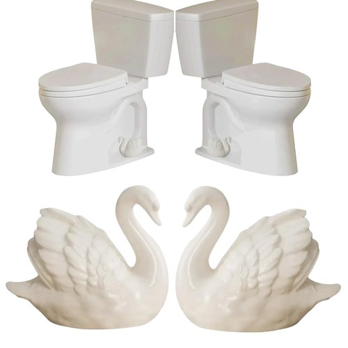 Ceramic Floor Caps,Toilet Bolt Covers Decorative,Toilet Screw Cover Caps (White Swan)