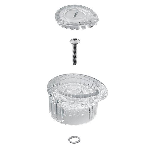 Moen One-Handle Tub and Shower Replacement Knob Handle Kit, White and Chrome Knob Insert, 100710