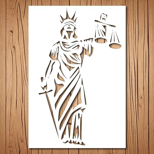 Lady Justice Stencil | Reusable Lady Justice Scale Graffiti Street Under Art Lady Stencils for Painting on Wood, Glass, Wall, Rock, Walls, Canvas, Glassware, Spray Painting, Airbrushing (7x11)