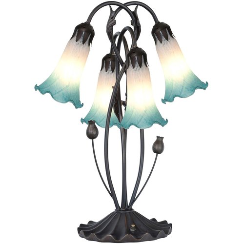 Bieye LS08 Lily Flower Blown Glass Lampshade (White Cyan, Opening I.D. 1.26" x O.D. 1.5")