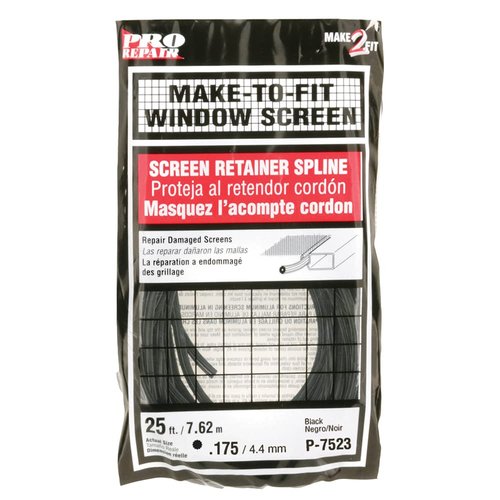 Prime-Line P 7523 Screen Retainer Vinyl Spline, 0.175 In. Round, Black, 25 foot (1 Roll)