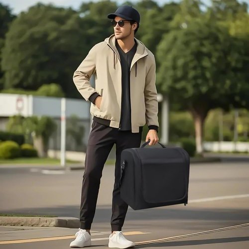 BRATEAYA Large Hat Bag for Baseball Caps, Portable Hat Organizer Carrier for Travel, Hat Storage Box Holder for 24 Snapback Caps, Baseball Cap Traveling Case for Men, Black, and Gift Hat Hooks