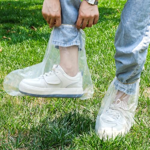 10 Pairs Children's Boot Covers, 30 * 28 cm, Disposable Non-Slip Shoe Covers, Thickened Waterproof Plastic Boot and Shoe Cover for Children (Transparent)