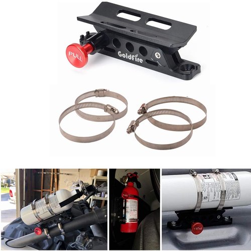 Quick Release Fire Extinguisher Mount Bracket Holder Aluminum Roll Bar Mount Bottle Holder Adjustable for Jeep Wrangler TJ JK JL JKU UTV Polaris RZR Ranger (Black)