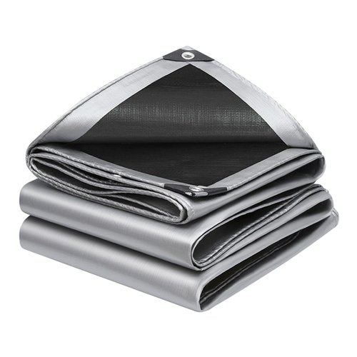 24x50Ft Tarps 18 MIL Heavy Duty Thick Waterproof Poly Tarp, UV Resistant&Tear Multipurpose Protective Cover w/Grommets and Reinforced Edges for Camping, Tent, Boat, RV, Car Silver&Black