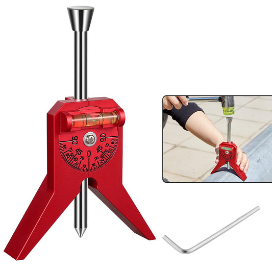 Yoopin Pipe Center Finder, Magnetic Centering Head Tool to Measure Pipe Diameter 0.5" to 4", Y-Shape Design with Adjustable Dial Bubble Protractor for Pipefitters & Plumbers（red）