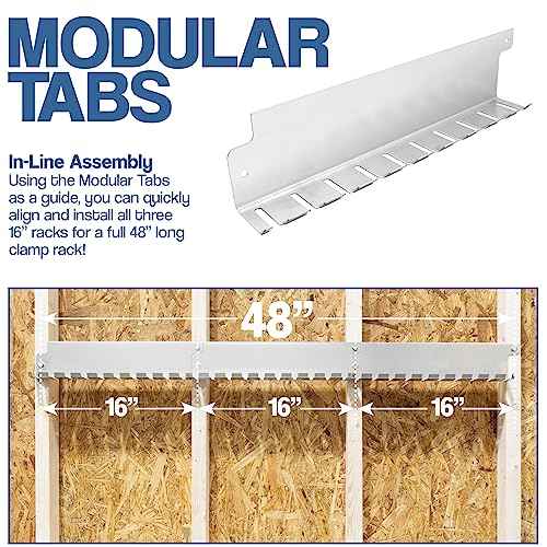 F-Clamp Modular Clamp Rack ?Easy and Quick to Align ?Pre-Drilled 16 inch on Center ?3 Pack