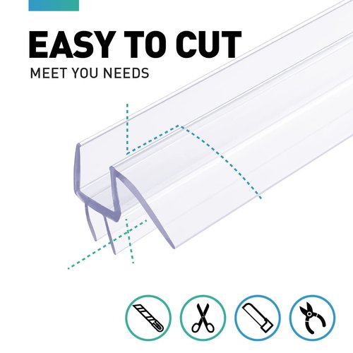 FCSOTSPS Shower Door Bottom Seal, 2 PCS 3/8" x 36" Shower Door Sweep for 3/8 Inch Glass, Frameless Glass Shower Door Seal Strip, Stop Shower Leaks and Create a Water Barrier