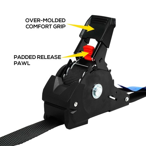 ANLULOAD Retractable Ratchet Strap(1 in x 9.8 ft),Ratchet Tie Down Strap for Motorcycles, Boats,Atvs,Utvs.W.L.L:700 Lbs/B.S:2,100 Lbs-(4Packs) (Black)