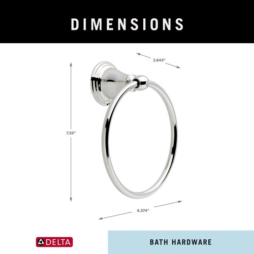 Delta Windemere (1-Pack) Hand Towel Holder Polished Chrome Towel Racks for Bathroom Wall Round Towel Ring Holder for Bath Towel Hanger for Kitchen, Bathroom Accessories 70046
