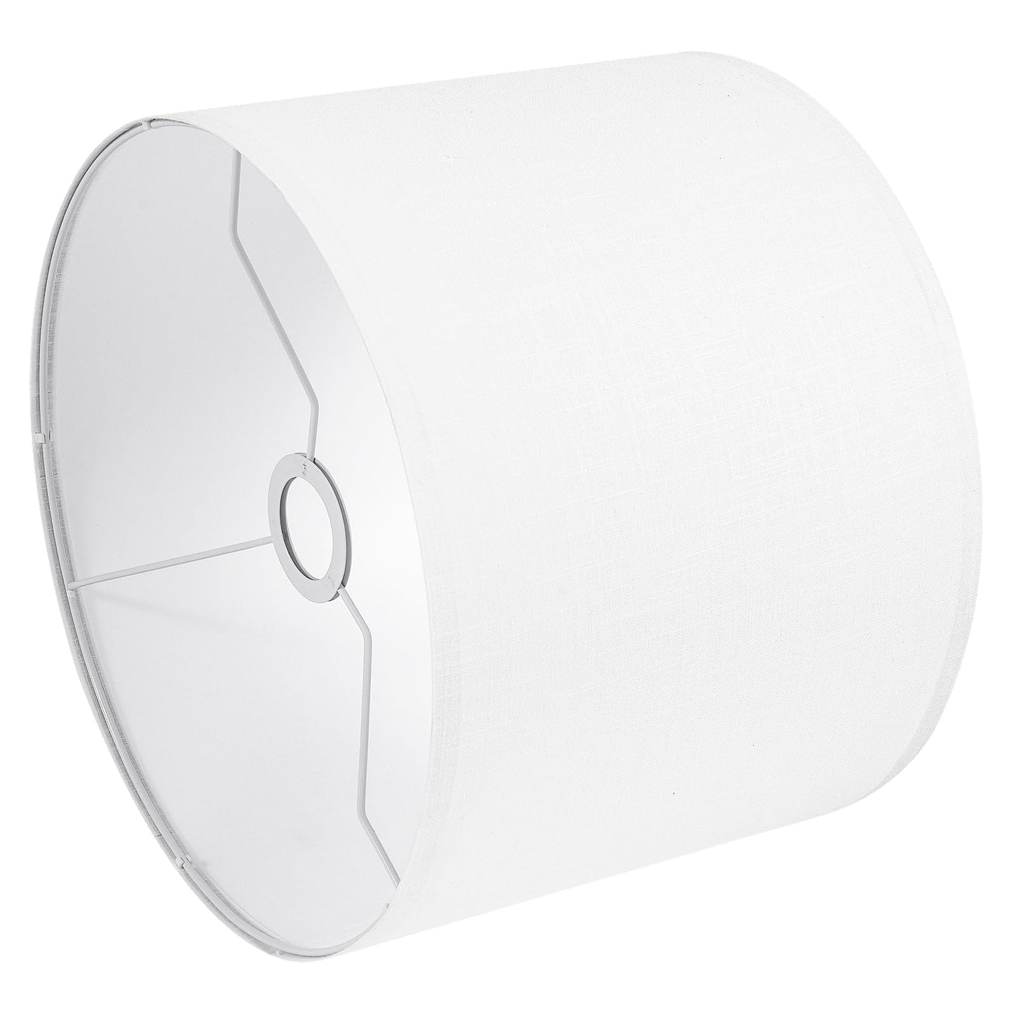 White Lamp Shade, Large Drum Lampshade 13" Top x 13" Bottom x 11" High (Spider), Replacement Lamp Shade Natural Linen Hand Crafted for Table Lamps Floor Lamps Chandelier Lamp, Easy Assembly Required