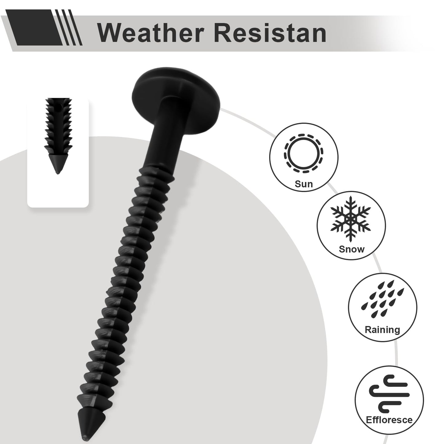 3 Inch Vinyl Shutter Fastener，Shutter Panel Pegs Plastic Shutter Screws Lok Pins Plastic Shutter Spike Anchors with Reverse Barb Design for Brick Wood Stucco Vinyl Siding (Black, 30 Pcs)