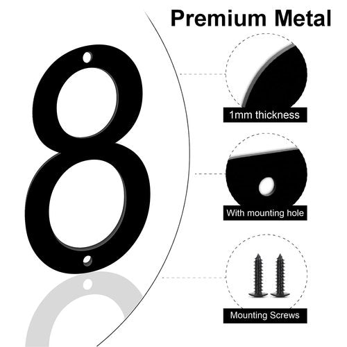 5 InchStainless Steel House Numbers, Metal Address Numbers and Letters, Black Door Mailbox Number, House Address Letter and Number for Office Home Farm Outside (Alloy number 8)