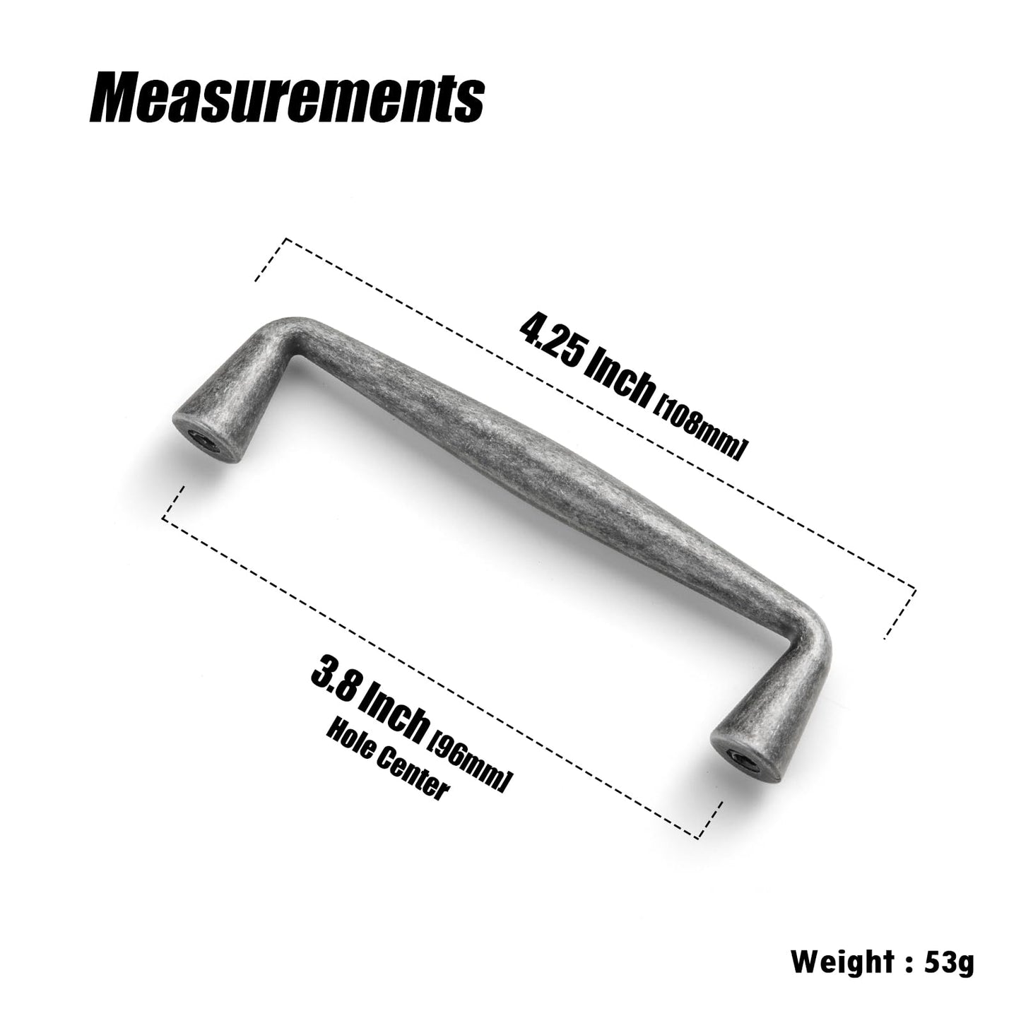 Goo-Ki Weathered Nickel Zinc Alloy Cabinet Handle - 3.78''(96mm) Hole Center Affordable Luxury Cabinet Pull Hardware for Bedroom, Kitchen, 6 Pack……