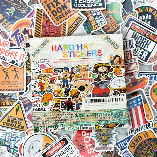 200 PCS Holographic Hard Hat Stickers for Adults ? Funny Waterproof Vinyl Decals for Helmets, Toolbox, Laptop, Water Bottle, Construction Work Hard Hat Accessories for Welders, Electricians, Mechanics