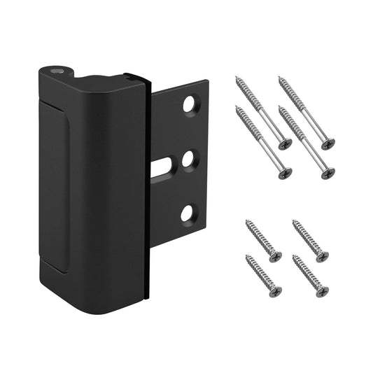 U 11126 Door Reinforcement Lock, 3'' Stop, Aluminum Construction, Add Extra High Security to Your Home and Prevent Unauthorized Entry, Black