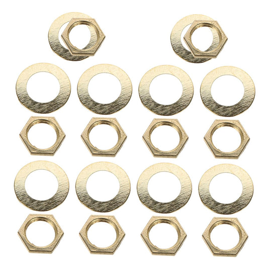 Unomor 10 Sets of Nut and Washer Wall Clock Repair Kit Quartz Mechanism Fittings for DIY Clock Assembly Replacement Parts for Clock Maintenance and Repair