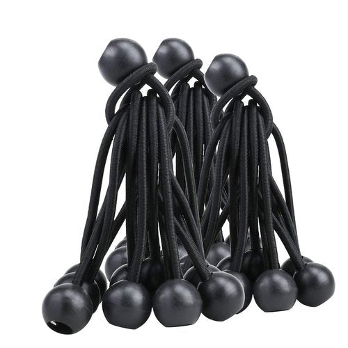 AOPRIE 30 Pack Bungee Balls, Black Ball Bungee Heavy Duty Heavyweight 4 inches Tarp Bungee Cords, Weather Resistant Tie Down Strap 4mm Thickness - for Camping, Tents, Cargo, Holding Wire and Hoses
