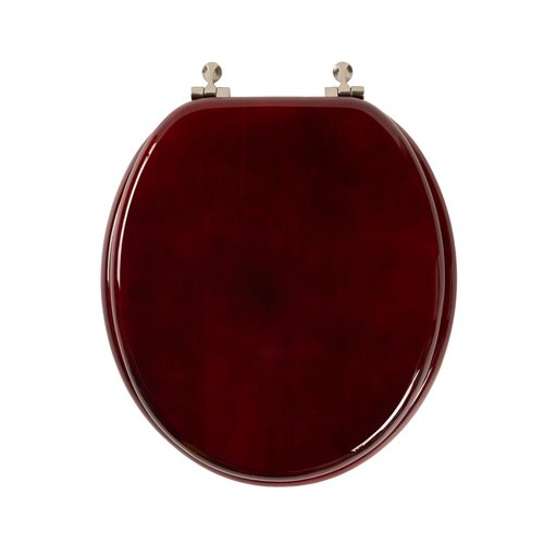 Toilet Seat, Solid Wood, Rubber Wood, High Gloss Finish, Mahogany Red, PIKLiDS (Round)