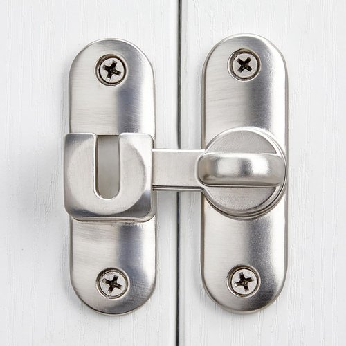 Wocoe Silvery 90/180 Degree Flip Barn Door Lock, Protect Privacy - Security Door Latch, Gate Latches Hardware for Barn Door, Window,Garden, Cabinet, Bathroom, Sliding Door