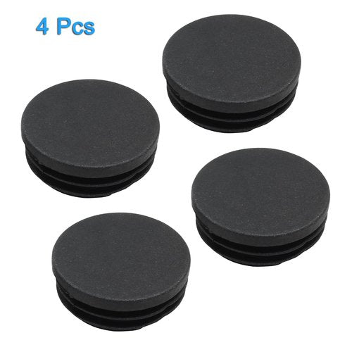 Kyuionty 4 Pack 1-3/4" Round Plastic Plug, Furniture Pipe Tube Cover Insert Tubing End Caps for Round Tubing Post, Pipe Post, Chairs (Black)
