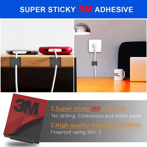 Strip Light Mounting Clips, ProPOW Self-Adhesive Mounting Bracket 3M Clip, Strip Light Clips,Cable Holder Wire Organizer Cord Hook Accessories(Black 100pcs)
