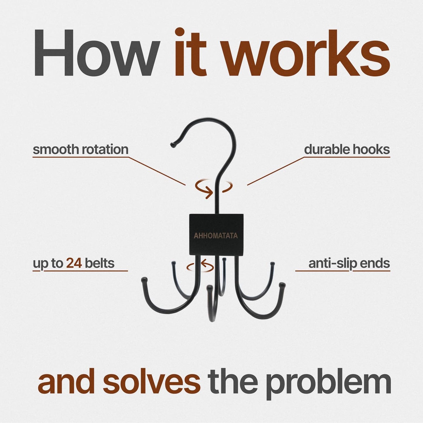 AHHOMATATA Belt Hanger for Closet 2Pcs | Sleek Black Belts Organizer, Minimalist Belt Display Rack & Holder, Modern Closet Hangers & Storage Solution, Perfect Closet Organizers for Tank Top,Scarf,Bra