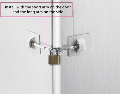 Refrigerator Door Lock with Padlock - White