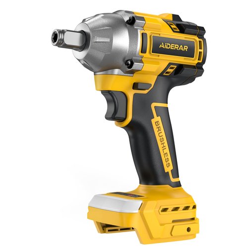 AIDERAR Cordless Impact Wrench for DeWalt Battery, 500Nm (369Ft-Lbs) 1/2" & 1/4" Brushless Impact Gun, 2-Speed High Torque Power Tool for Tire Removal, Rusted Bolts, Car Maintenance(No Battery)