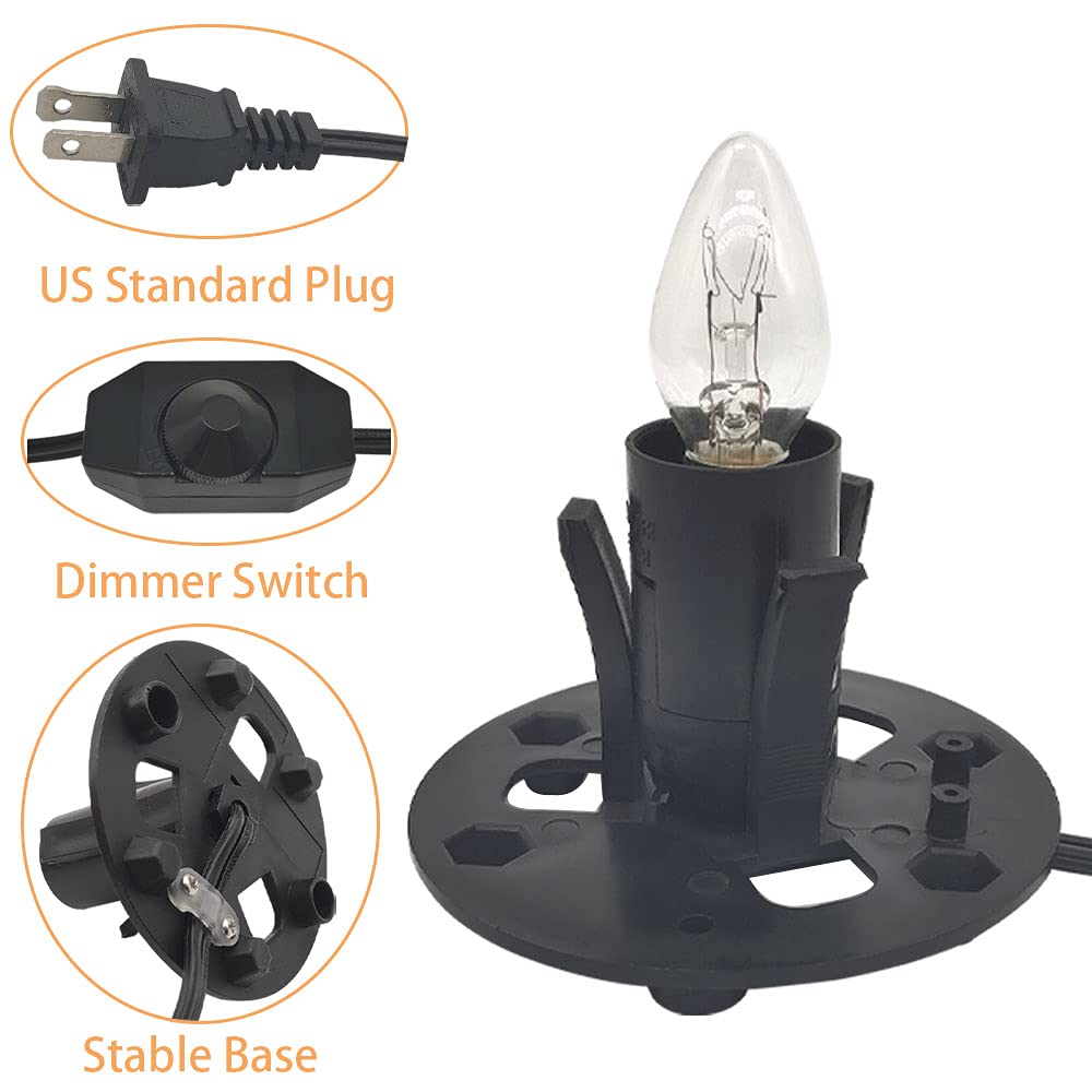 New Orange Heart Himalayan Salt Lamp Cord with Dimmer Switch and Bulbs, 6FT Original Replacement Cord with Base Assembly 3.35 Inches, 6-Pack 15 Watt E12 Halogen Salt Lamp Bulbs for Salt Rock Lamp