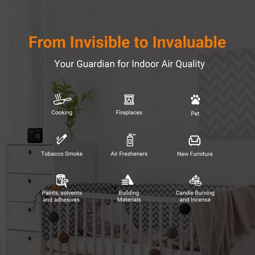 Temtop Smart Air Quality Monitor Indoor Home Air Testing for AQI, PM2.5, Formaldehyde and VOCs with WiFi Connection and Remote Monitoring via App,M10i