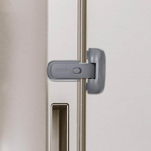 Wanmu Child Proof Fridge Door Lock, Freezer Latches with Adhesive, Refrigerator Sealing Strip to Keep Door Closed for Toddlers and Kids Safety, no Tools Need or Drill (Grey)